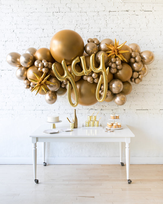 Golden - Yay Script Backdrop Balloon Garland Install Piece - 6ft
