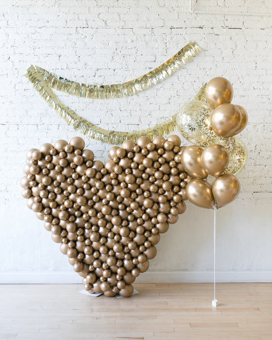 Golden - Freestanding Heart, Balloon Bouquet & Fringe Set