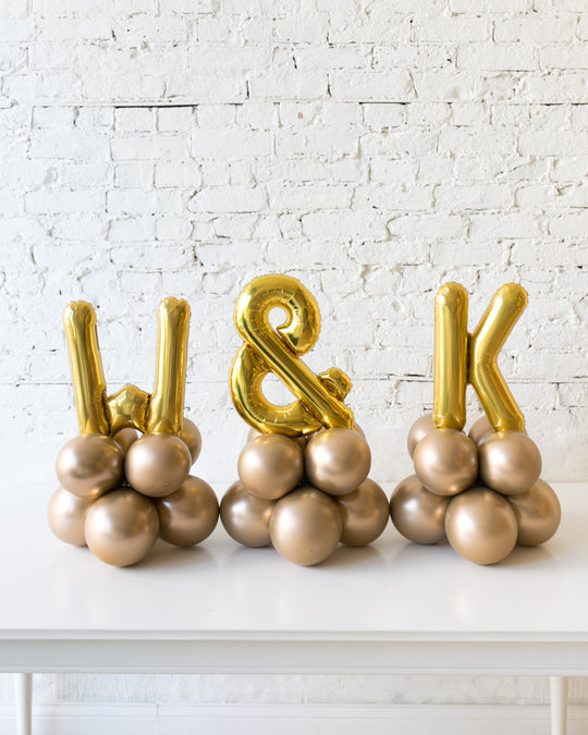 Golden - Personalized Tabletop Foil Letters on Balloon Base - 1.5ft