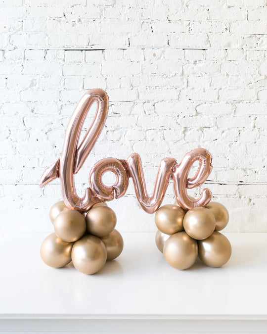 Golden - Tabletop LOVE Script on Balloon Base - 1.5ft