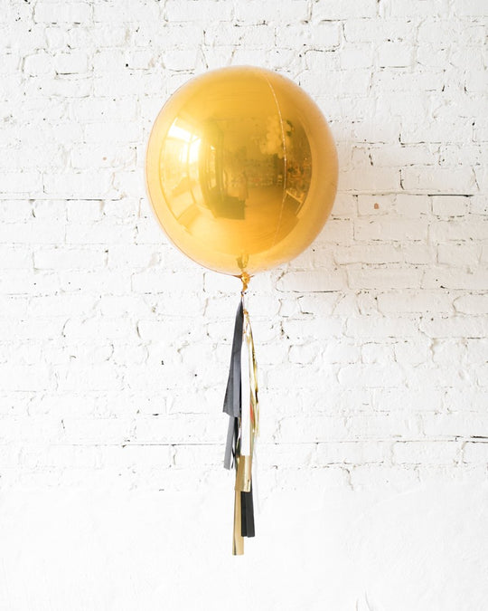GIFT-21in Gold Orb and Black, White and Gold Half-Tassel