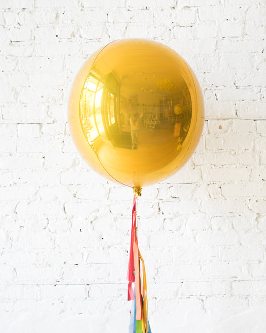 GIFT-21in Gold Orb and Rainbow Half-Tassel