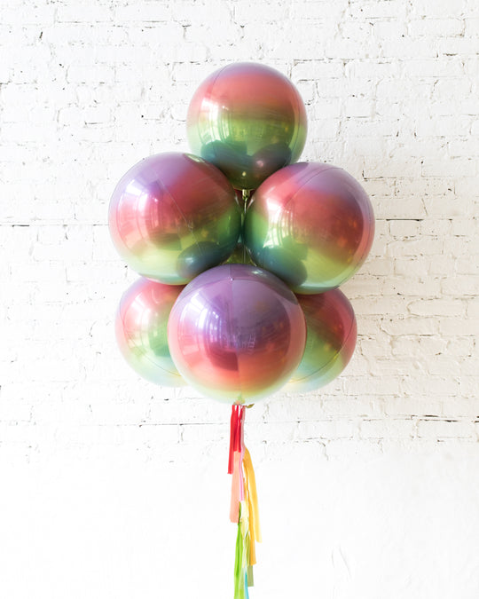 GIFT-Rainbow Ombre All Orbs Balloons - bouquet of 7