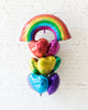 Multicolor Hearts and Rainbow Balloon Bouquet