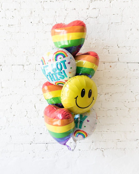 GIFT-Rainbow Heart Balloon Bouquet