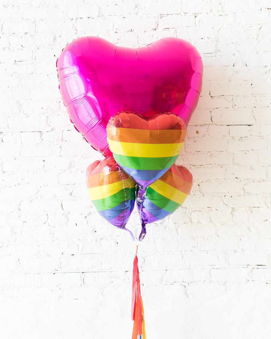Multicolor Rainbow Heart Balloons