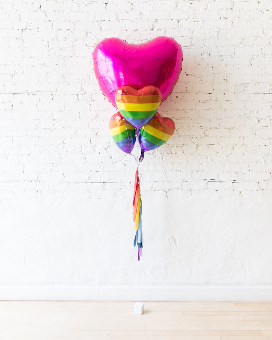 Multicolor Rainbow Heart Balloons and Tassel