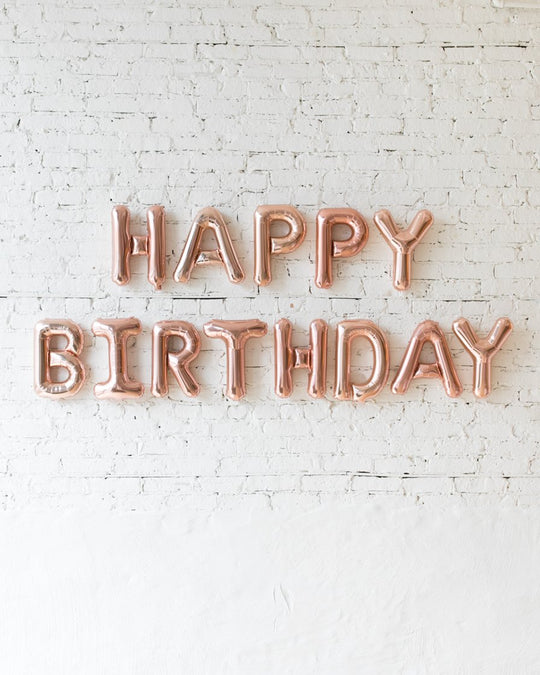 OUTDOOR-16in HAPPY BIRTHDAY Rose Gold Foil Balloon Set