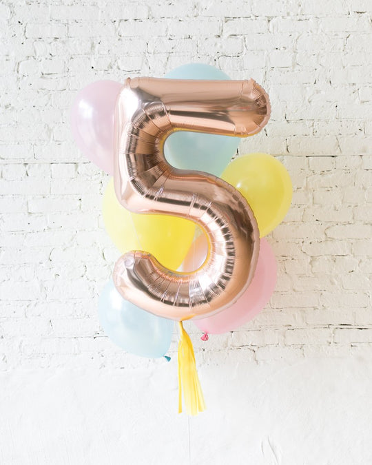 GIFT-Pearl Pastel Palette - Foil Number and Latex Balloon Bouquet