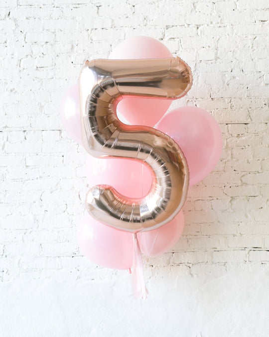 GIFT-Pastel Pink Palette Foil Number and Latex Balloon Bouquet