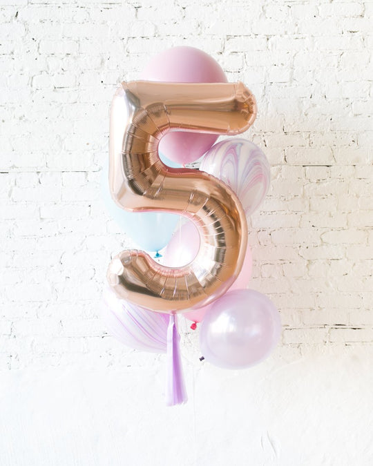 GIFT-Unicorn Palette Foil Number and Latex Balloon Bouquet