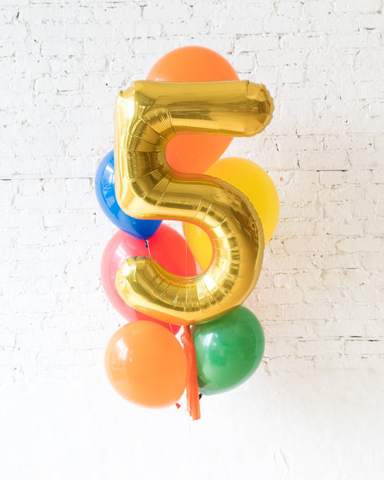 GIFT-Bright Primary Palette Foil Number and Latex Balloon Bouquet