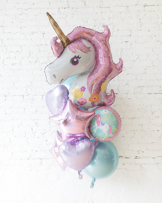 Unicorn Theme - All Foil Balloons - bouquet of 10