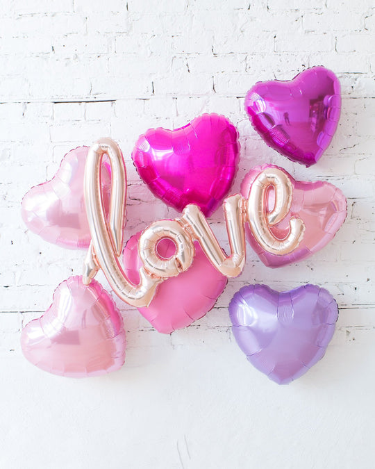 Love Script and Foil Hearts Backdrop