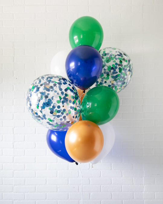 Football - Confetti and 11in Balloons - bouquet of 10