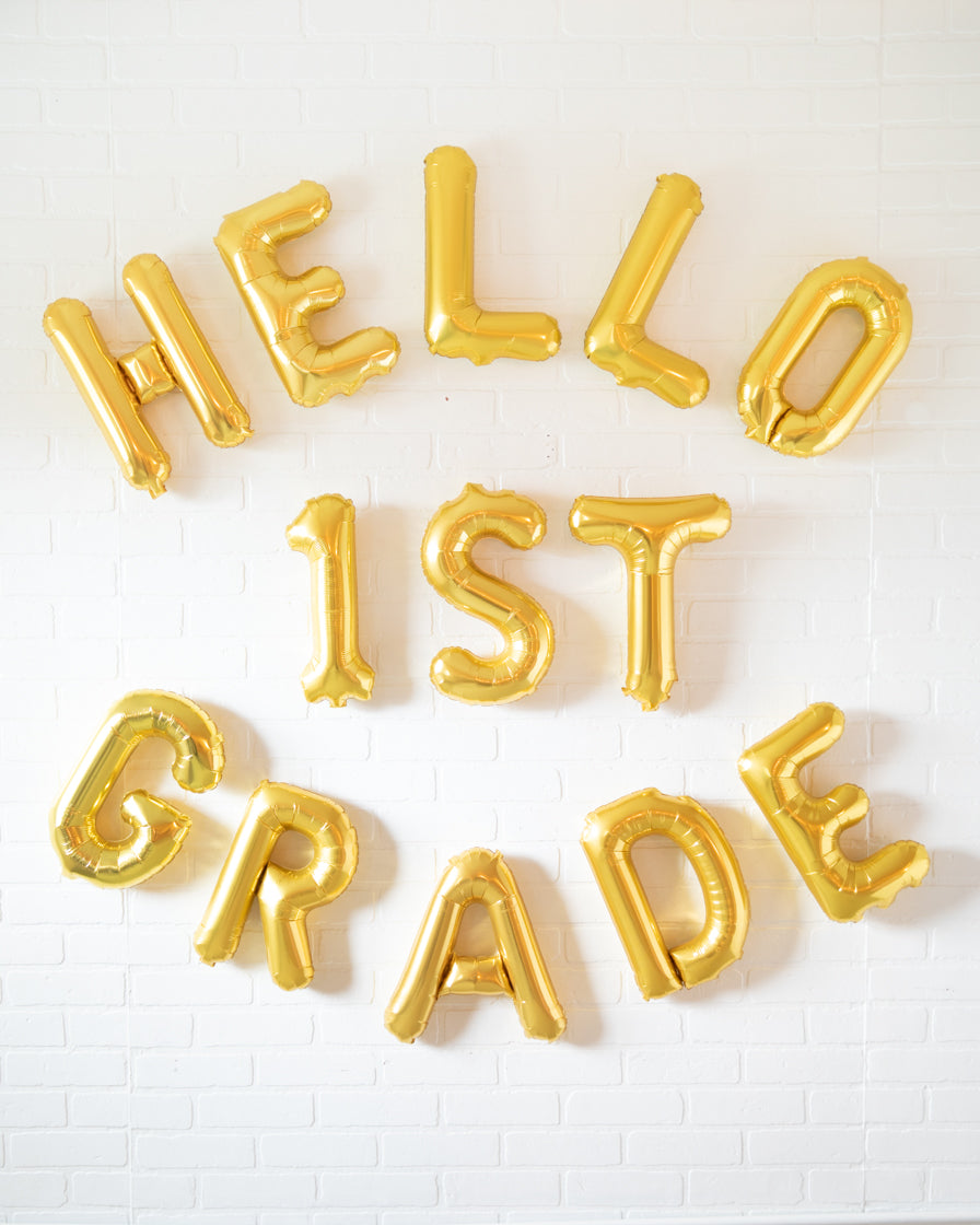 Back 2 School - Customizable Hello Grade 16in Gold Foil Letters Set ...