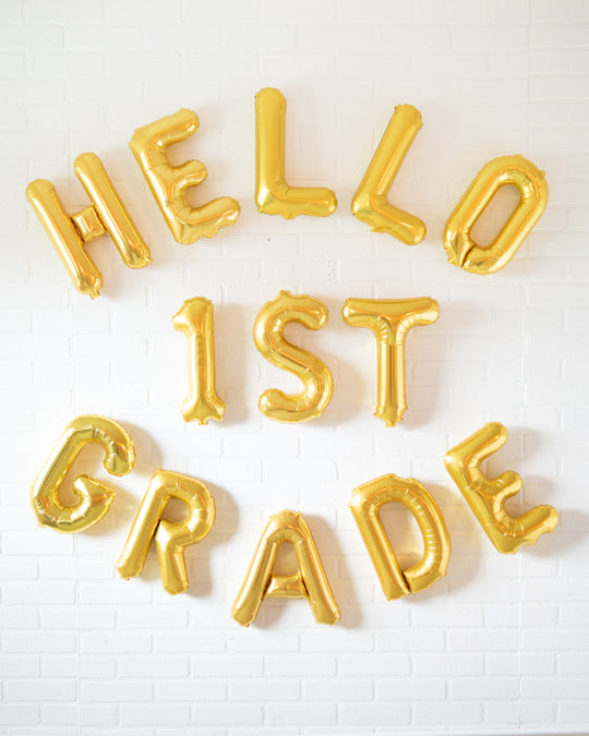 Back 2 School - Customizable Hello Grade 16in Gold Foil Letters Set