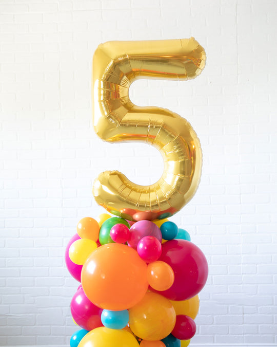 Rainbow Village - Number Balloon Column - 4ft