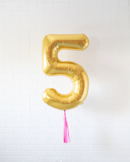 Rainbow Village - 34in Gold Foil Number