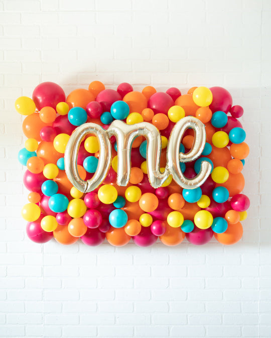 Rainbow Village - ONE Script Balloon Backdrop Board - 30inx40in
