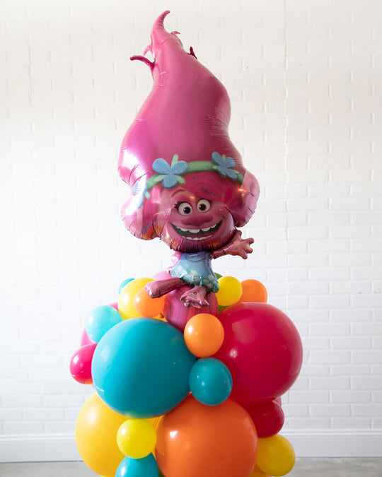 Rainbow Village - Poppy Foil Balloon Column - 4ft