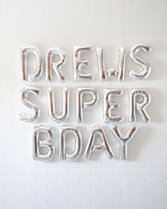 Super Squad - Personalized Super Bday 16in Silver Foil Letters Set