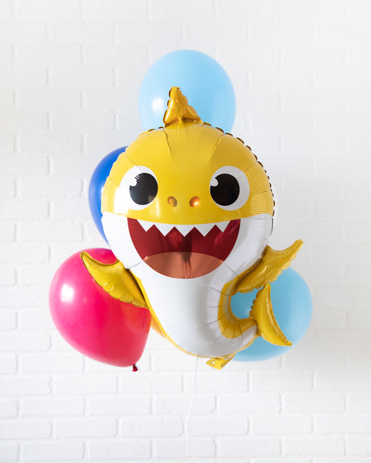 Singing Shark - Yellow Shark Foil and 11in Balloon Bouquet