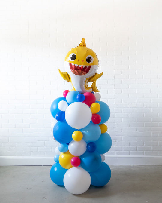 Singing Shark - Yellow Shark Foil Balloon Column - 4ft