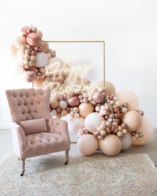 Tropical Time - 4x6 Frame Install Piece with Happy Birthday Neon Sign