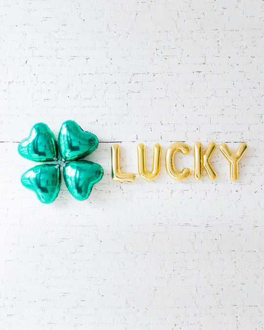 16in Gold LUCKY Foil Letters and Clover Set