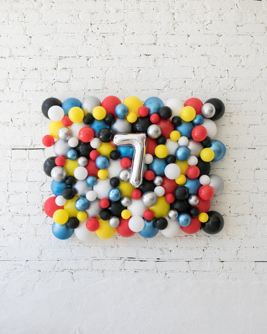 Customized Superhero Theme Number Balloon Backdrop Board - small