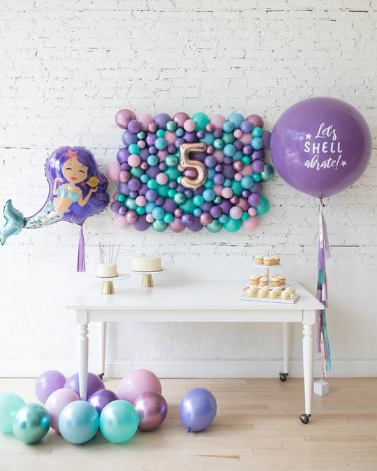 Mermaid Theme Balloon Backdrop & Balloons Set