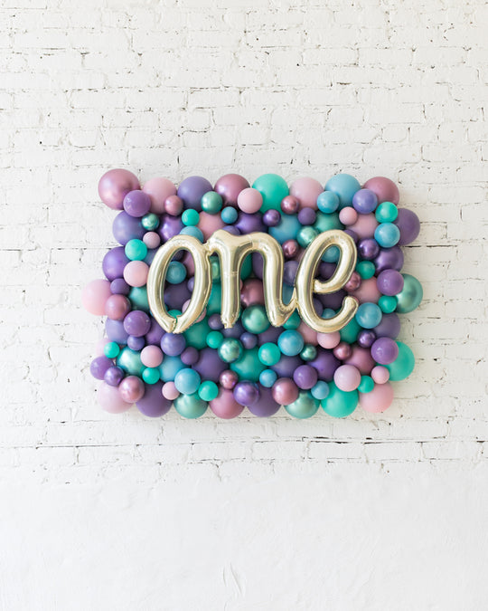 Mermaid Theme One Script Balloon Backdrop Board - small