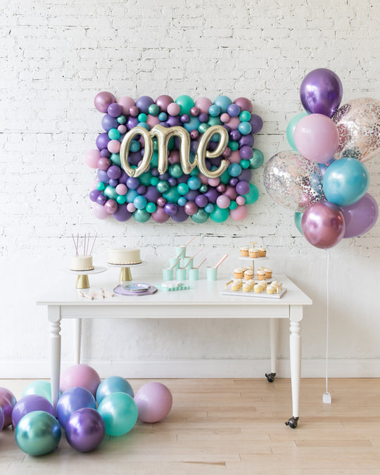 Mermaid Theme Balloon Backdrop & Confetti Bouquet Set