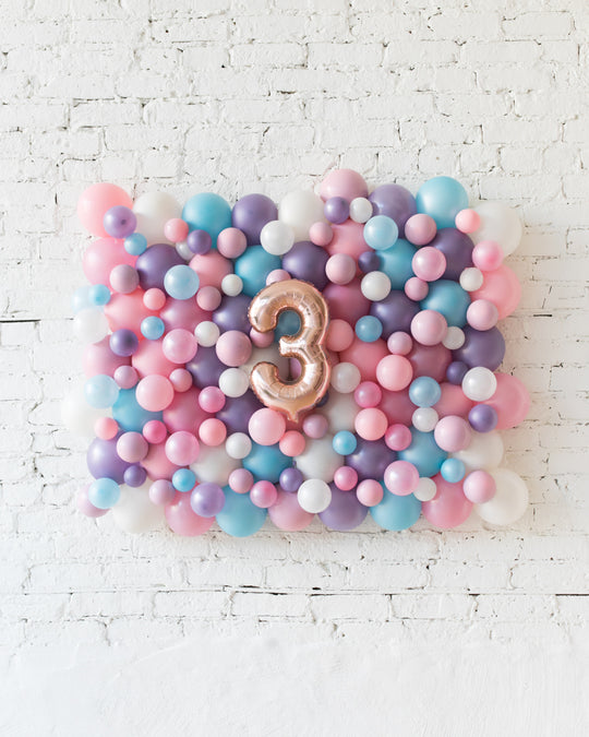 Unicorn Theme - Customizable Number Balloon Backdrop Board - 30inx40in