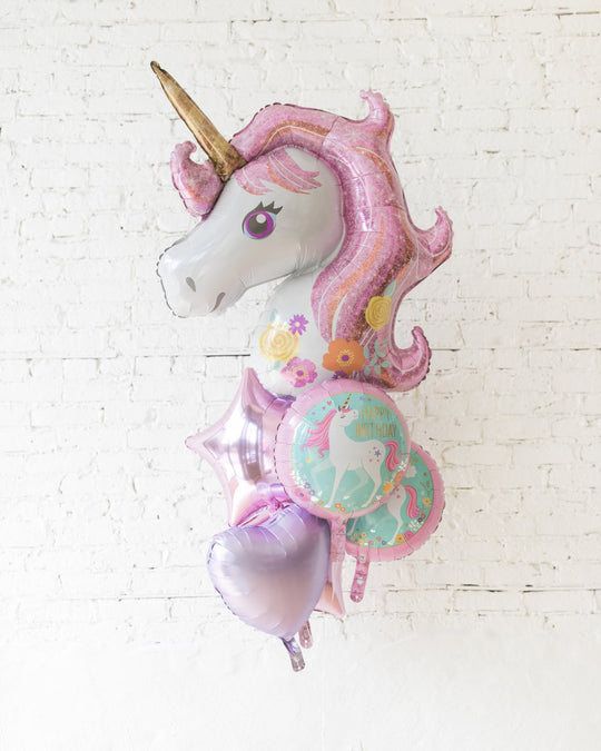 GIFT-Unicorn Theme All Foil Balloons - bouquet of 7