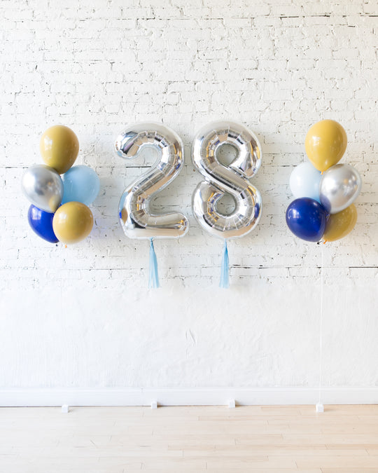 Mid Century Hues - Foil Numbers & 11in Balloon Bouquets Set