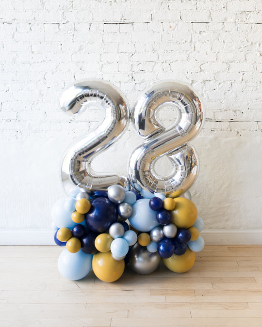 Mid Century Hues - Foil Numbers on Balloon Pedestal - 3ft