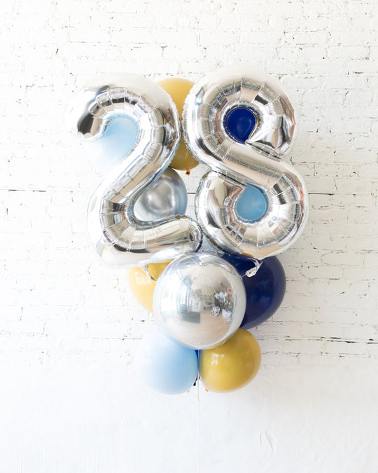 Mid Century Hues - Foil Number and latex Balloons - 13 balloons