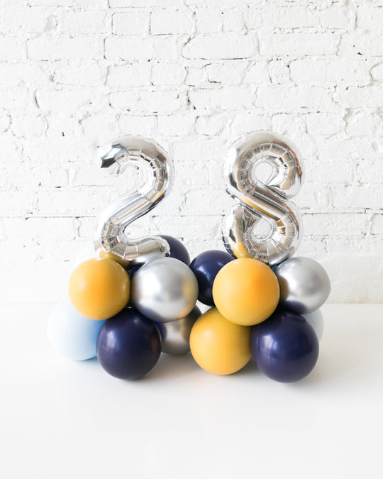 Mid Century Hues - Tabletop Foil Numbers on Balloon Base - 1.5ft