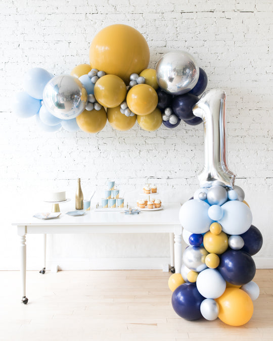 Mid Century Hues - Floating Balloon Arch & Number Column Set