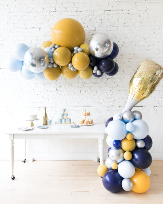 Mid Century Hues - Floating Balloon Arch & Champagne Column Set