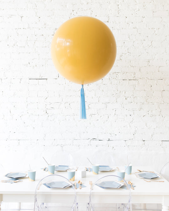 Moutarde Giant Balloon and French Blue Skirt Centerpiece