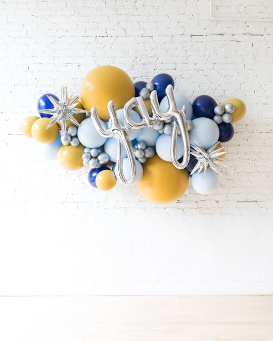OUTDOOR-Mid Century Hues - Yay Script Backdrop Balloon Garland Install Piece