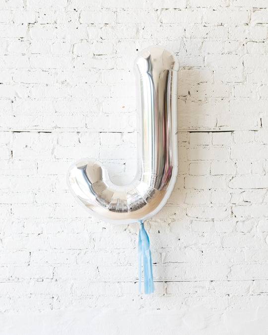 34in Silver Individual Foil Letter with French Blue Skirt