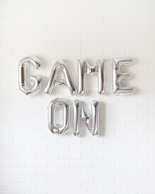 Gamer - GAME ON 16in Silver Foil Letters Set