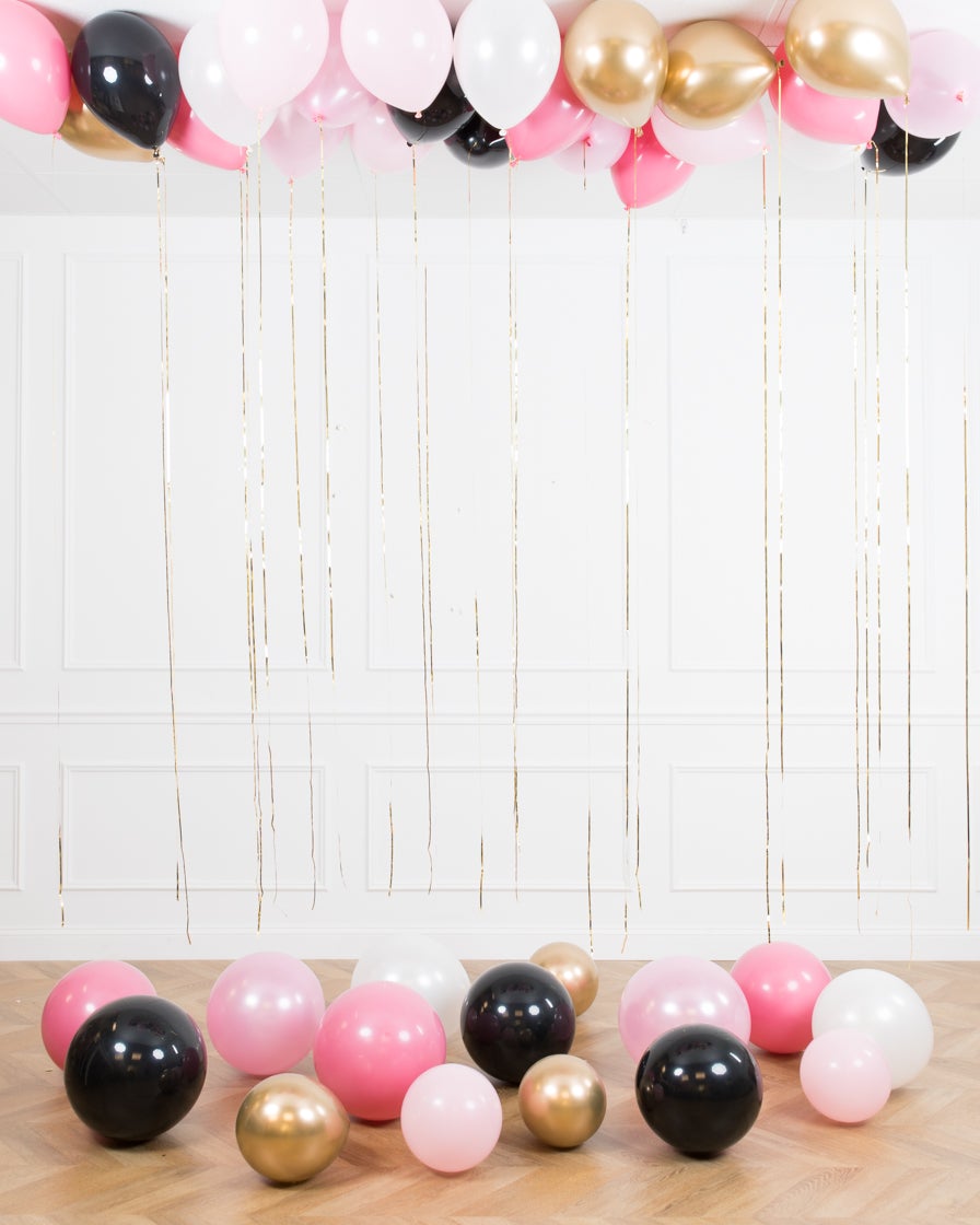 minnie-mouse-disney-party-decor-pink-gold-balloon-black-white-ceiling-floor-magical-set