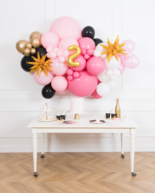 Pink Magical Party Mouse Theme - Number Balloon Backdrop Install Piece