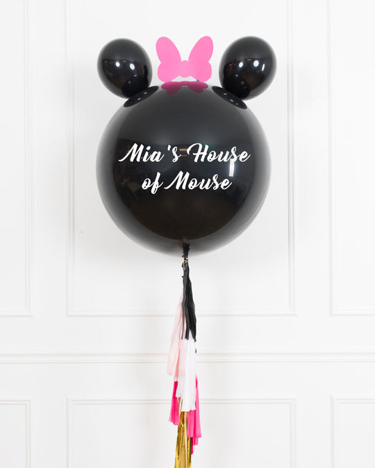 Pink Magical Party Mouse Theme - Personalized House of Mouse Giant Balloon with Tassel