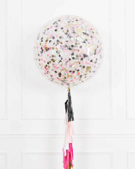Pink Magical Party Mouse Theme - Confetti Giant Balloon with Tassel